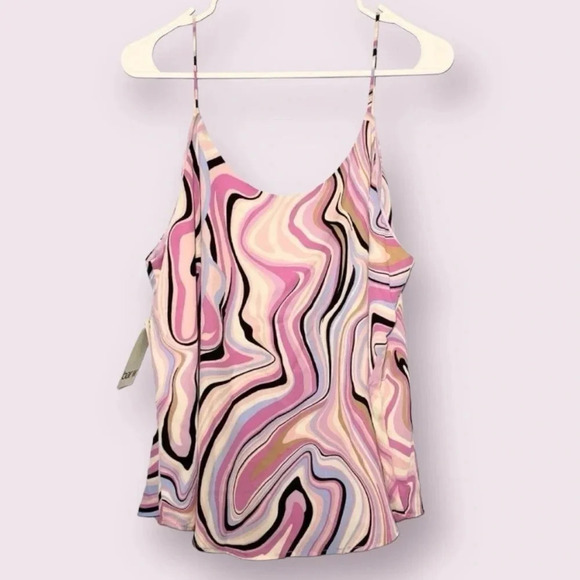 Bar III Pink Swirl Print Tank Top Blouse size L NWT - Picture 2 of 6